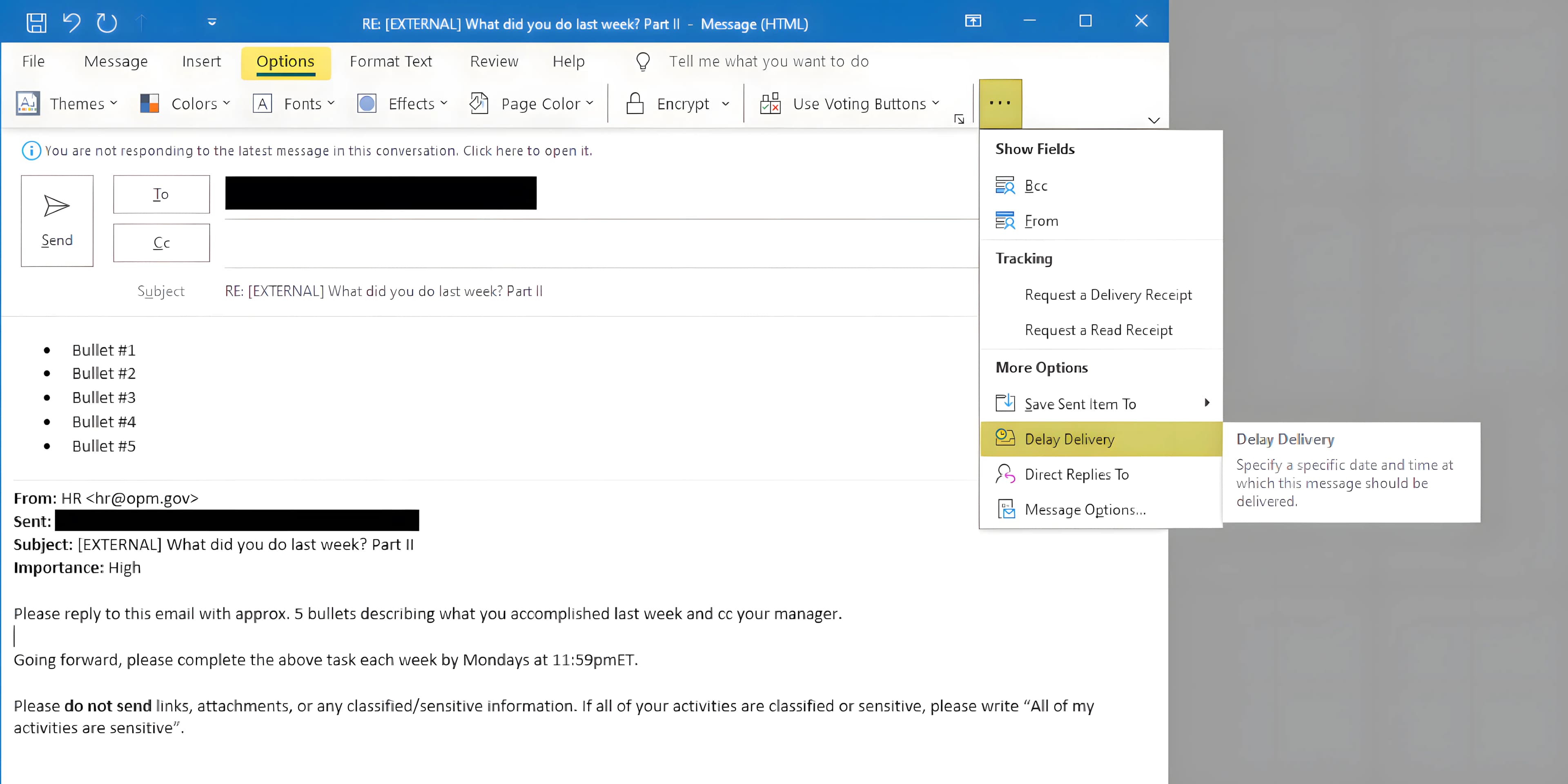 Screenshot of OPM Email